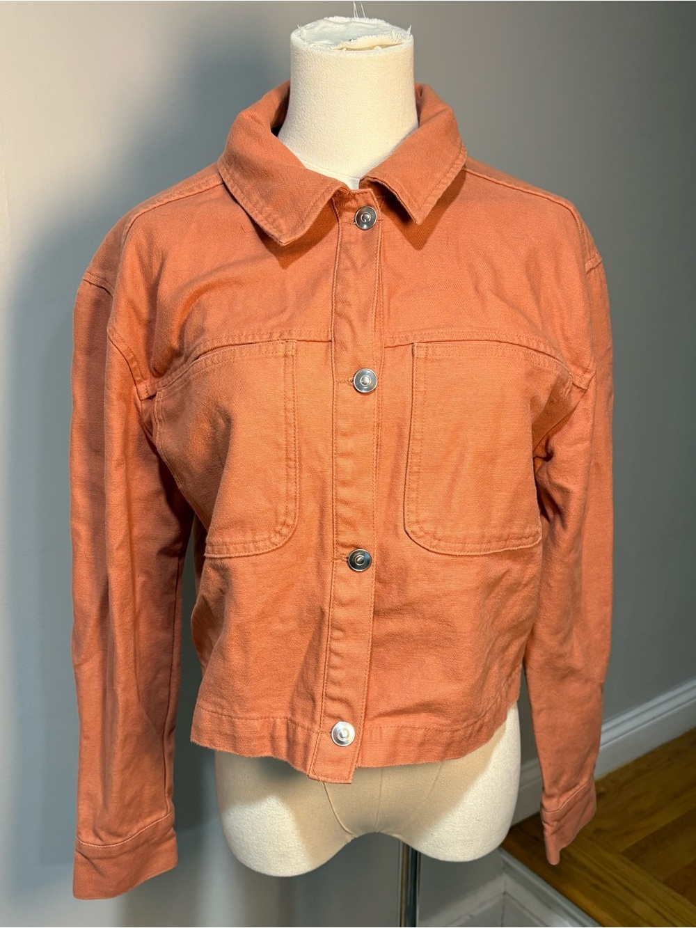Nine West Rust Orange Denim Cropped Jean Jacket sz S